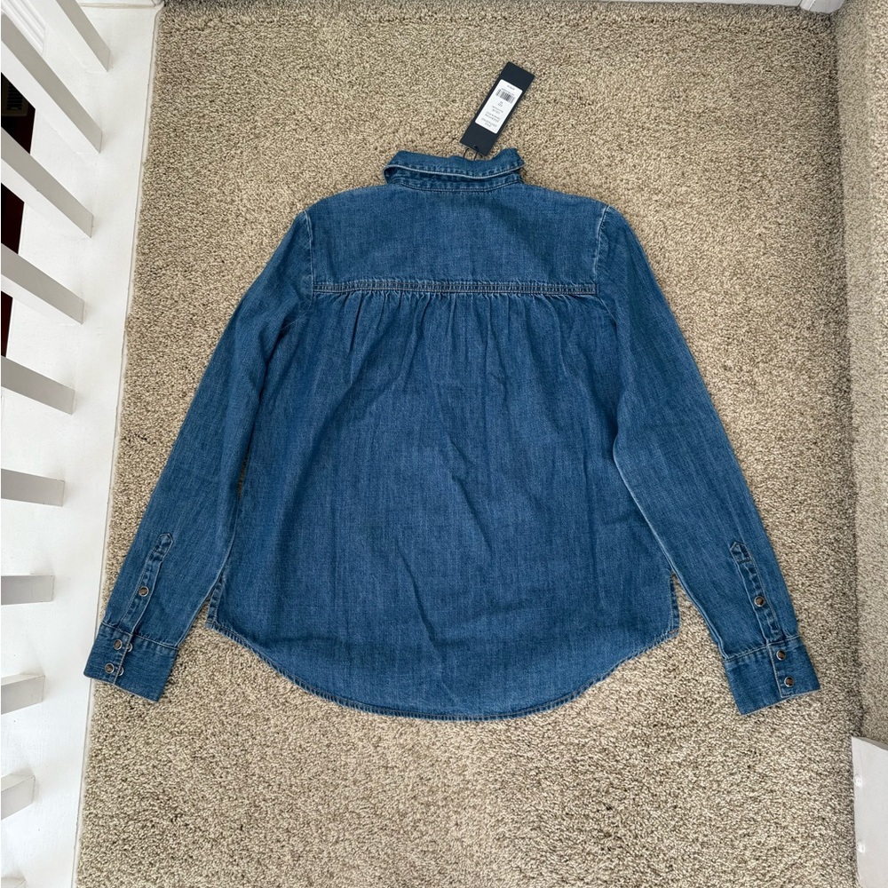 NWT Veronica Beard 100% Cotton Cambrie Denim Long Sleeve Shirt Size XS - Picture 3 of 4